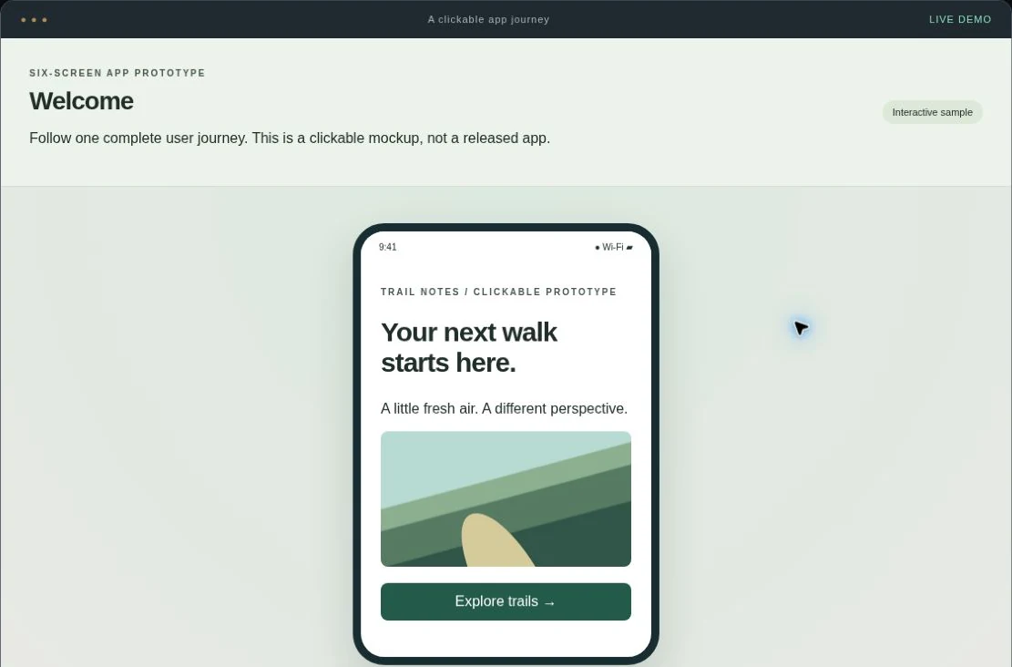 Clickable app prototype interactive service demo
