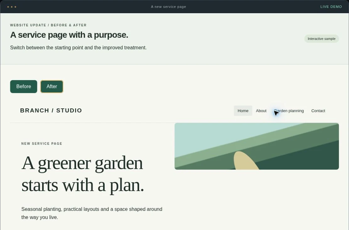 Add a content page interactive service demo
